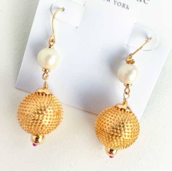 Kate spade pearl gold ball earrings - Picture 2 of 4